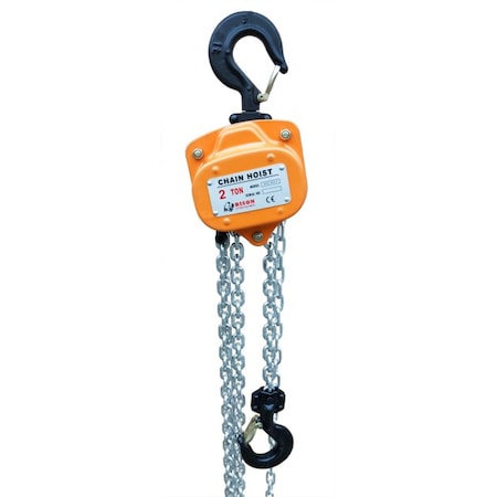 Bison Lifting Equipment 2 Ton Manual Chain Hoist, 20 Ft, Galv. Chain CH20-20-G